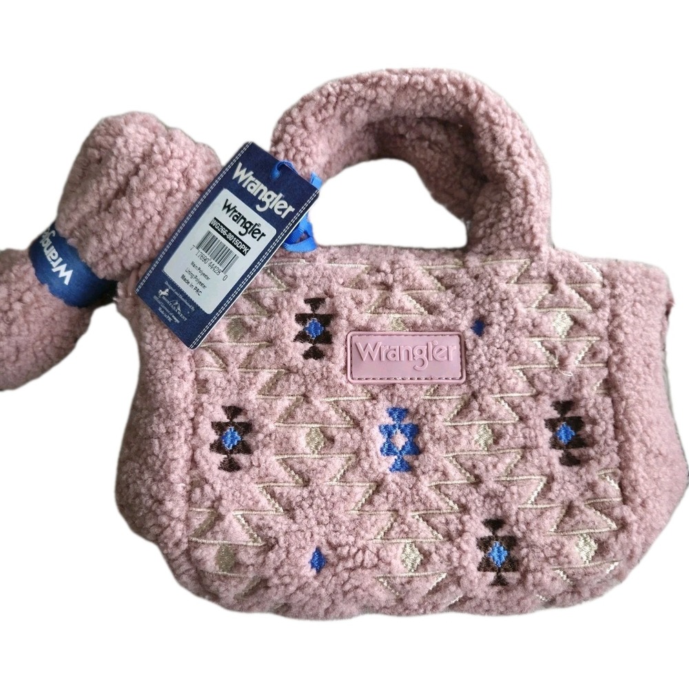 Wrangler Pink Sherpa Aztec Purse/Crossbody Cowgirl Chic Dustbag‎ Included NWT